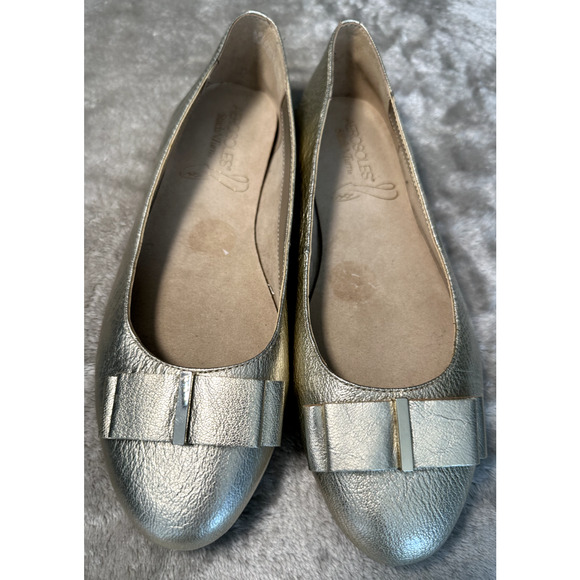 Aerosoles Conversation Gold Ballet Flat with Bows Driving Moc Style Size 8.5 NEW - Picture 1 of 7